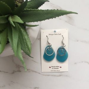 Monague Blue Sea Glass Dreamcatcher Earrings